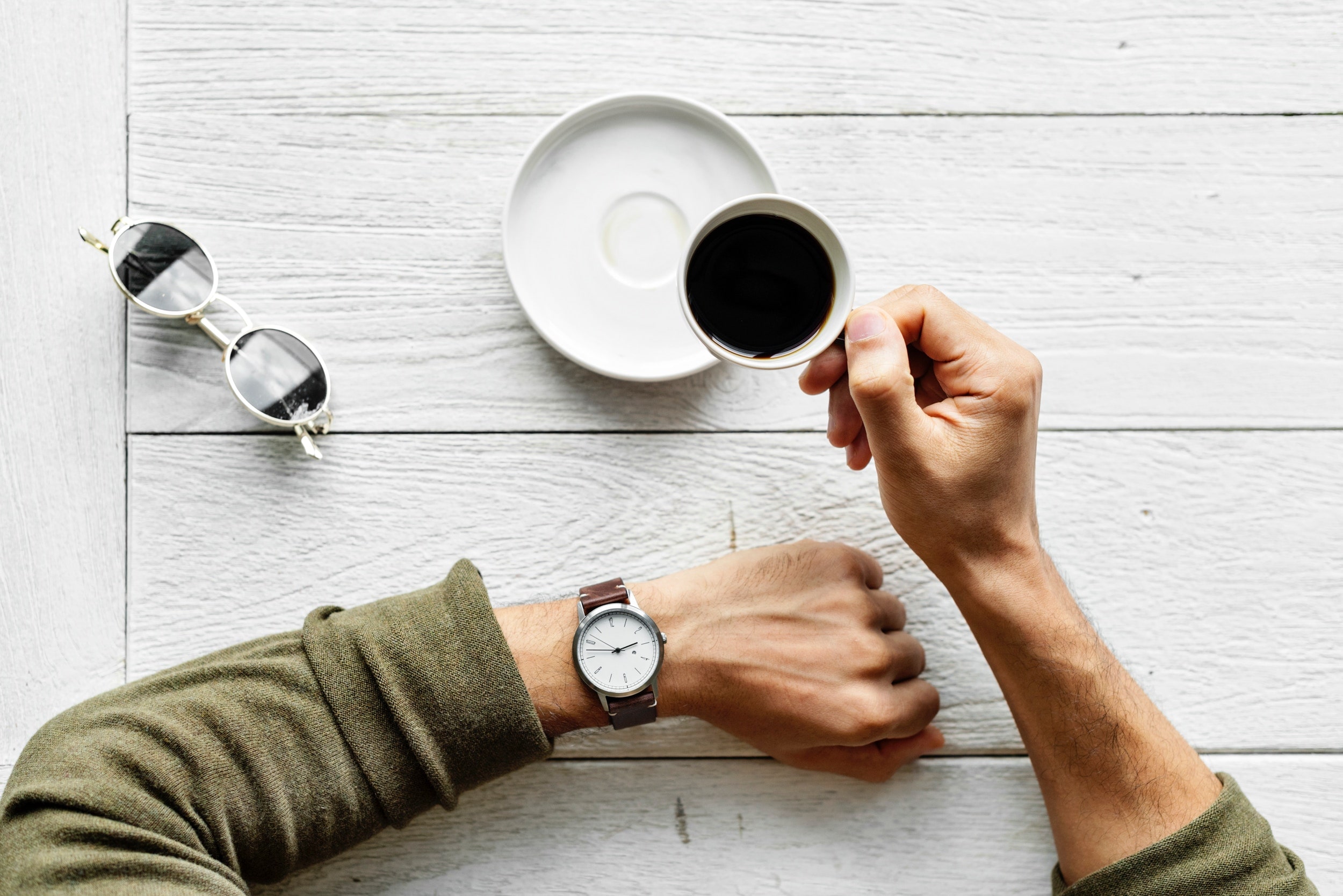 Person taking a coffee break.