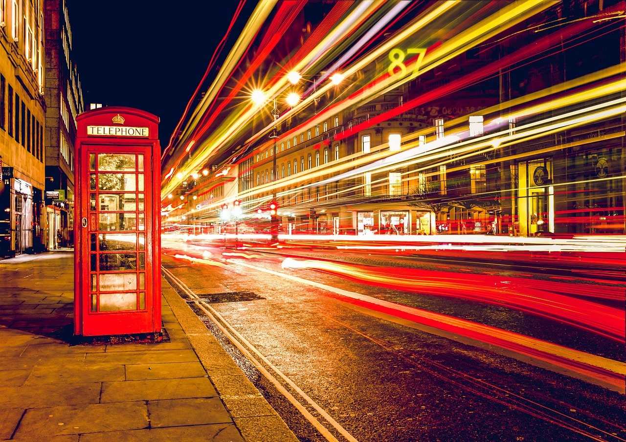 A telephone booth in London, UK.