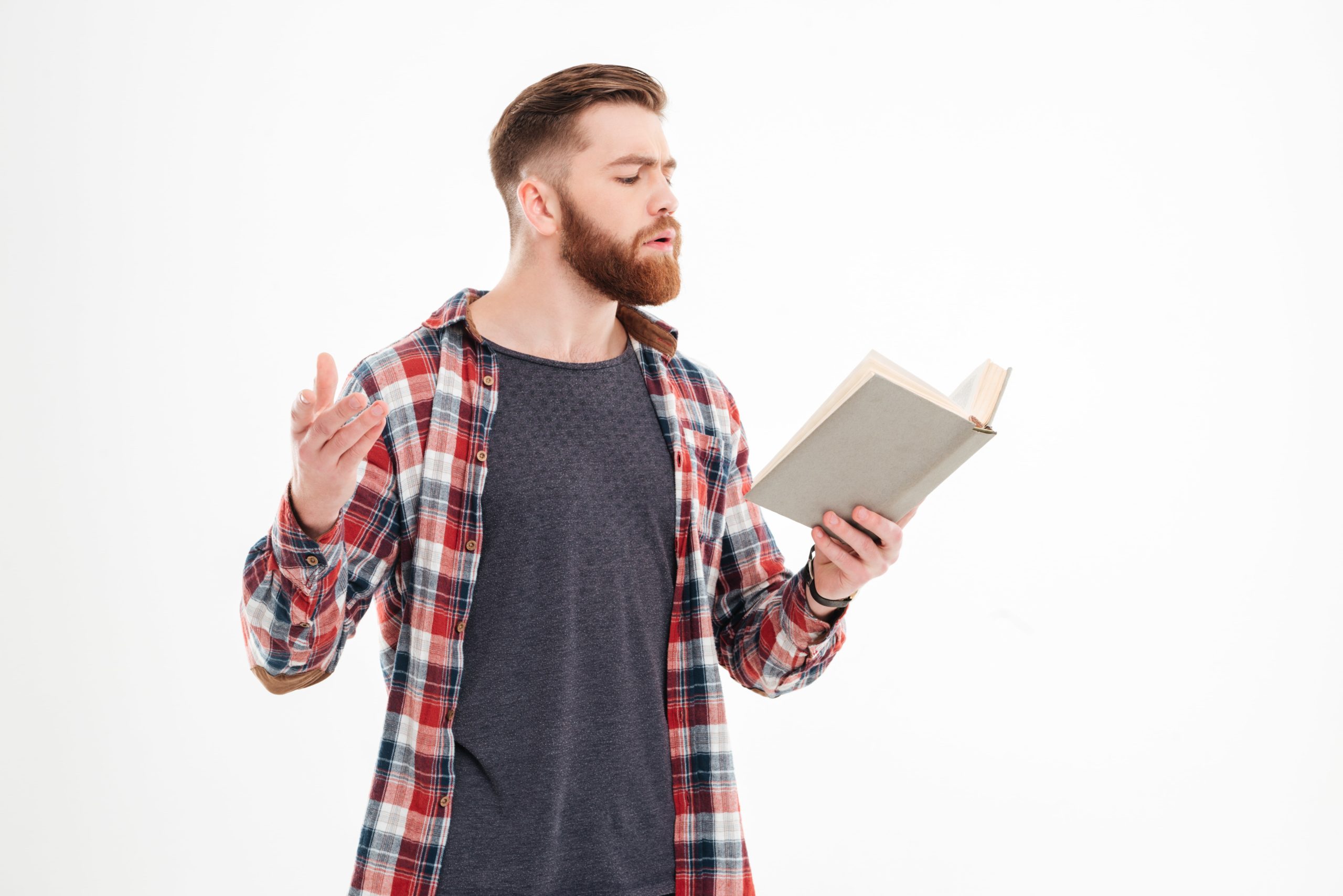 Man reading a script.