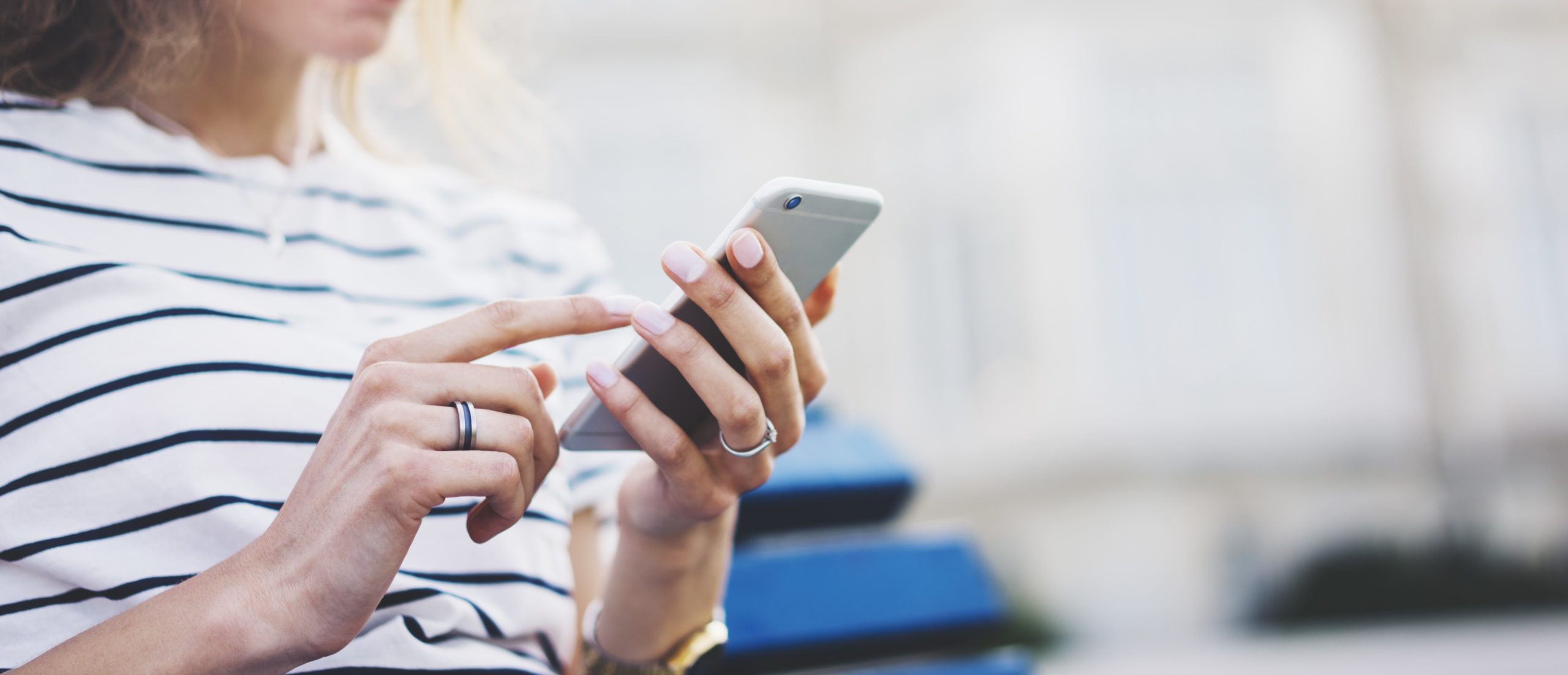 Customer interacting with a business on their mobile phone.