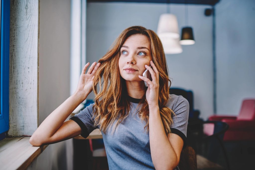 Woman receiving a phone call.