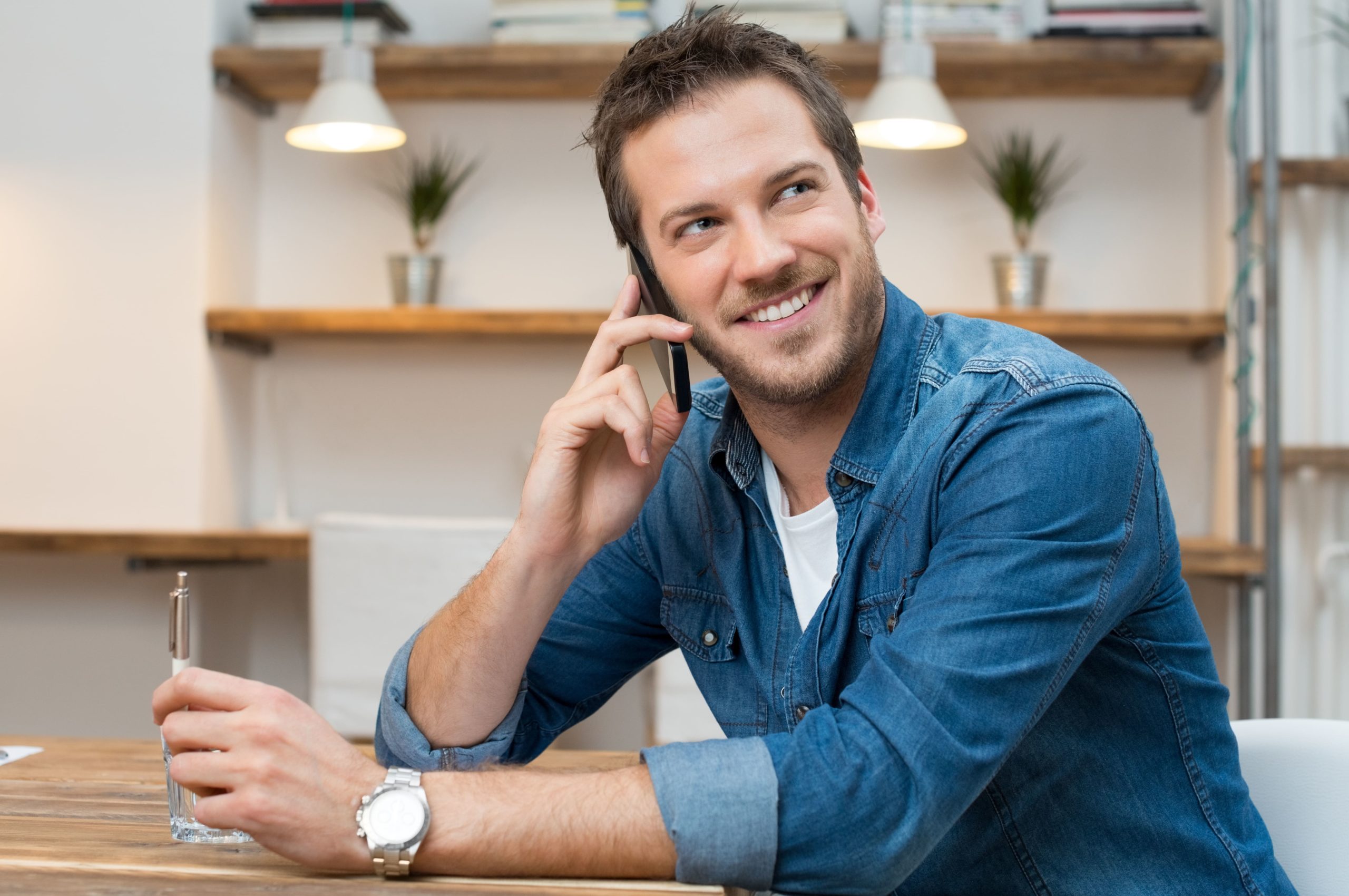 Young person on the phone.